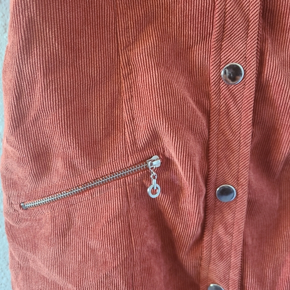 Talgui rust corduroy button up dress pockets - Picture 2 of 4